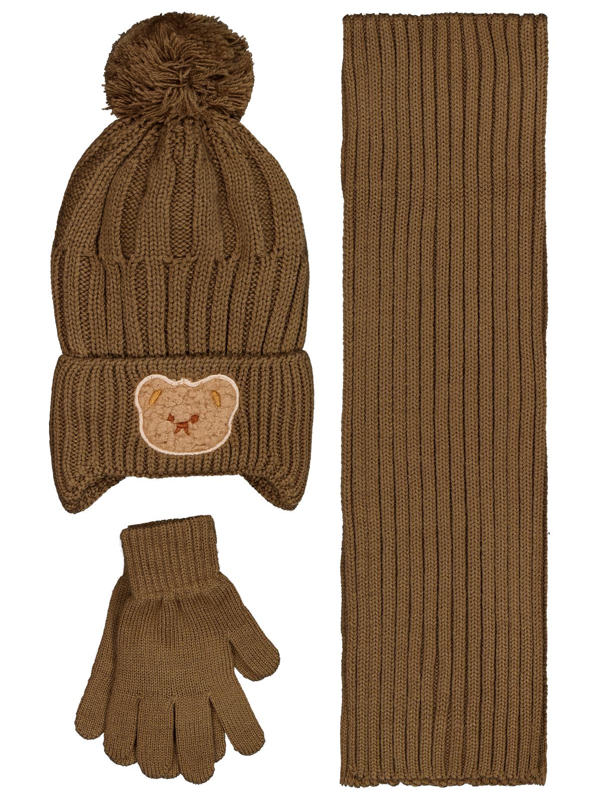 Civil Baby 6-18 Ay Atkı Bere Eldiven Set - Kahverengi