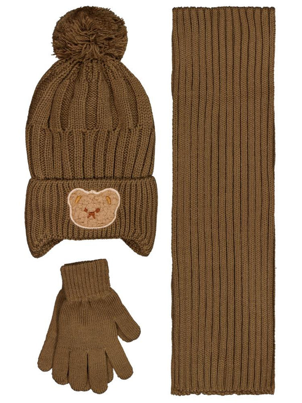 Civil Baby 6-18 Ay Atkı Bere Eldiven Set - Kahverengi