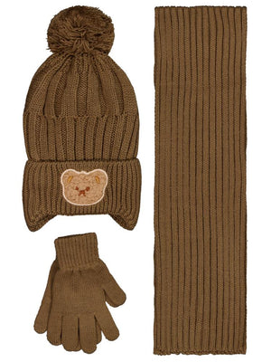 Civil Baby 6-18 Ay Atkı Bere Eldiven Set - Kahverengi