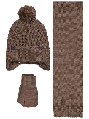 Civil Baby 6-18 Ay Atkı Bere Eldiven Set - Kahverengi