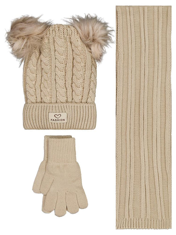 Civil Girls 6-9 Yaş Atkı Bere Eldiven Set - Bej