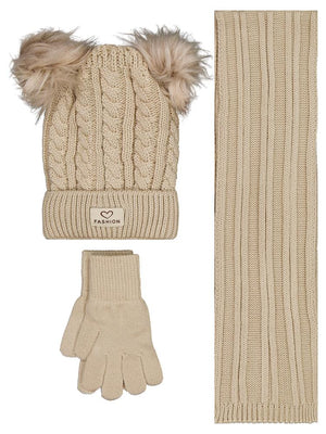 Civil Girls 6-9 Yaş Atkı Bere Eldiven Set - Bej