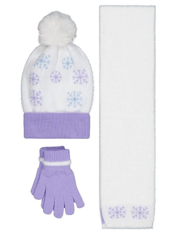 Civil Girls 2-5 Yaş Atkı Bere Eldiven Set - Beyaz