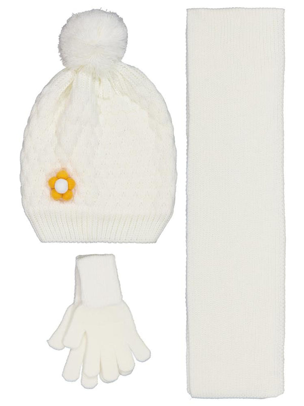 Civil Girls 2-5 Yaş Atkı Bere Eldiven Set - Beyaz