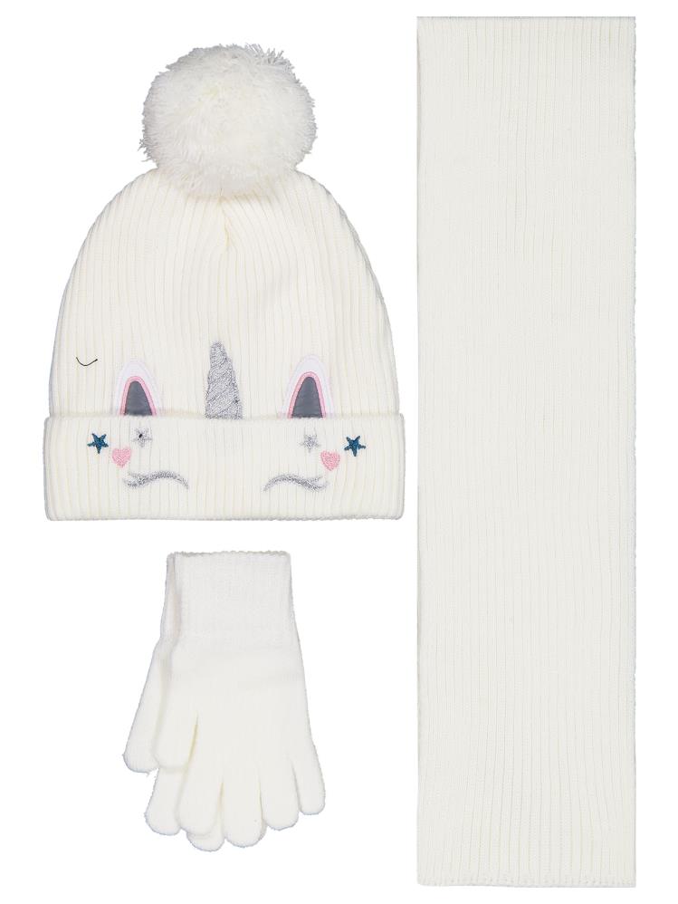 Civil Girls 2-5 Yaş Atkı Bere Eldiven Set - Ekru