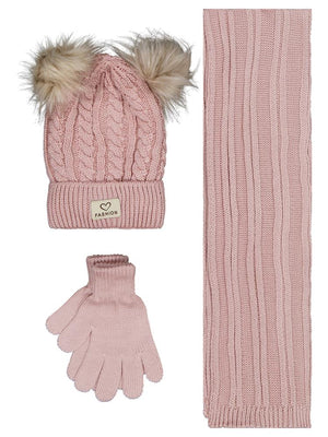 Civil Girls 6-9 Yaş Atkı Bere Eldiven Set - Pembe