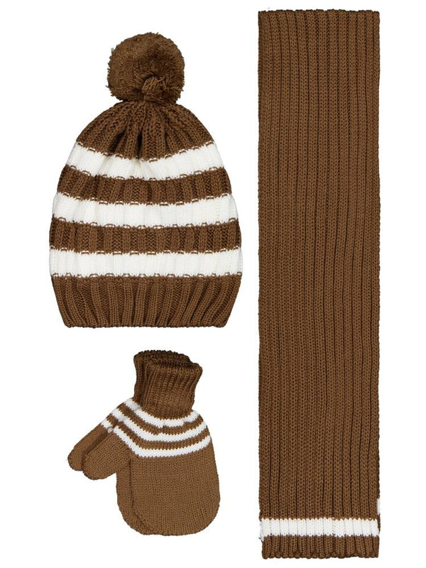 Civil Baby 6-18 Ay Atkı Bere Eldiven Set - Kahverengi