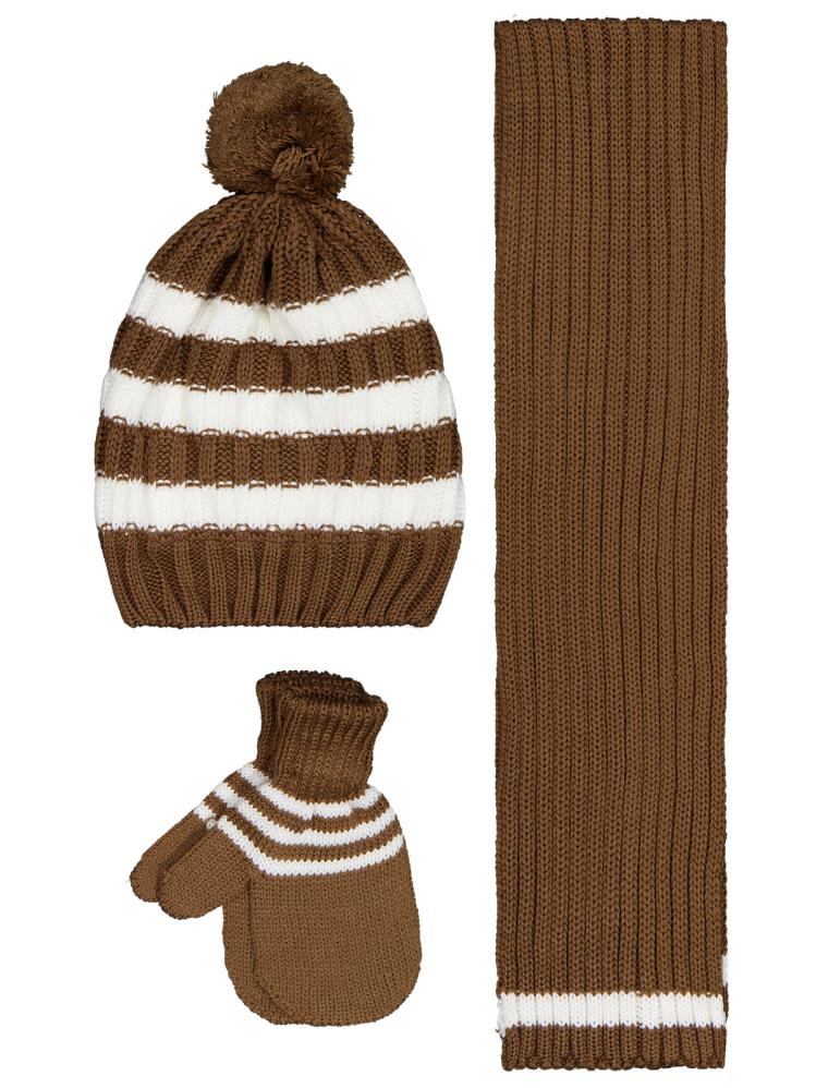 Civil Baby 6-18 Ay Atkı Bere Eldiven Set - Kahverengi