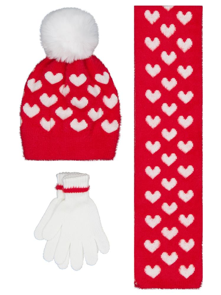 Civil Girls 2-5 Yaş Atkı Bere Eldiven Set - Kırmızı