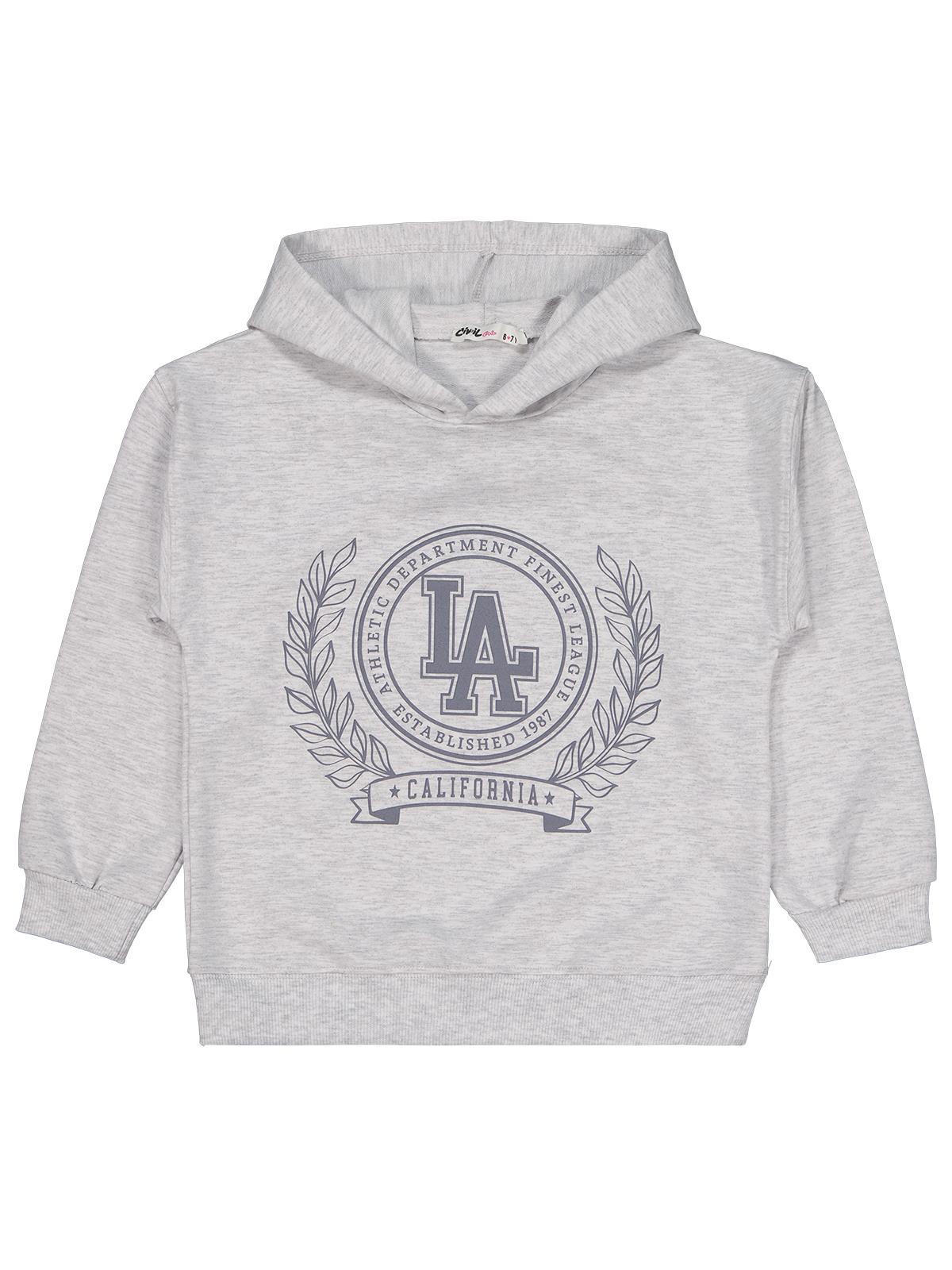 Civil Girls CALIFIRNIA Baskılı 6-9 Yaş Sweatshirt - Gri