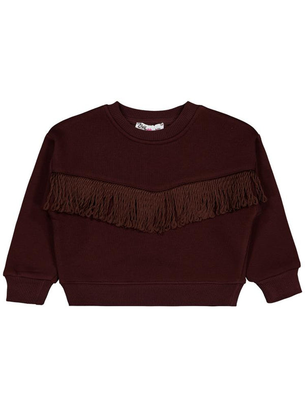 Civil Girls Püsküllü 2-5 Yaş Sweatshirt - Kahverengi