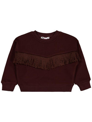 Civil Girls Püsküllü 2-5 Yaş Sweatshirt - Kahverengi