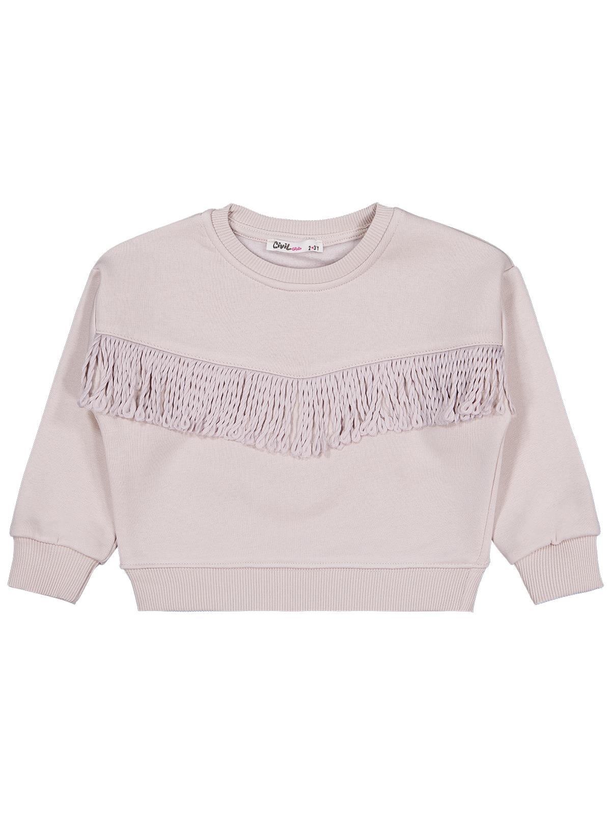Civil Girls Püsküllü 2-5 Yaş Sweatshirt - Bej