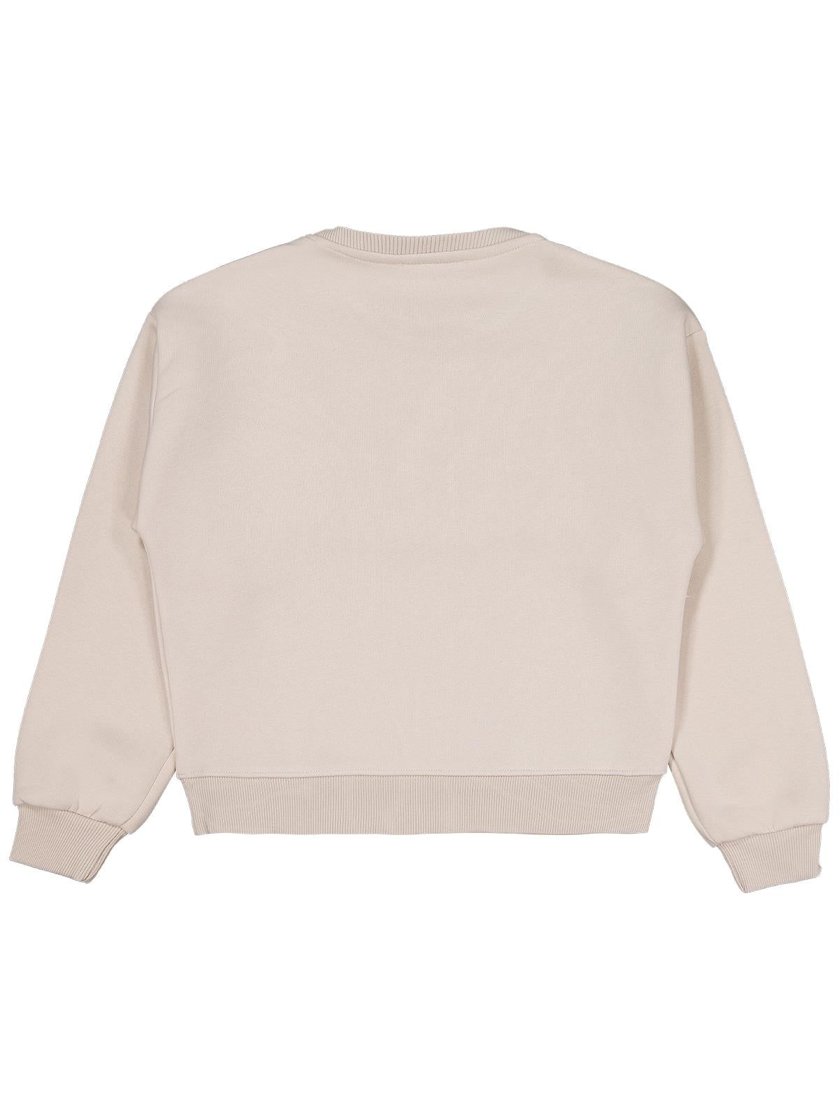 Civil Kız Çocuk Püsküllü Sweatshirt | 3 İp Uzun Kol Bisiklet Yaka | Okul Kreş ve Günlük Kullanım - Bej