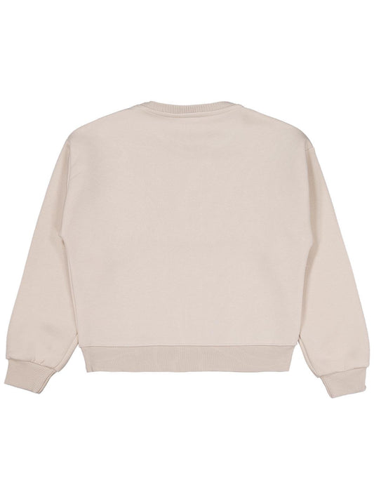 Civil Kız Çocuk Püsküllü Sweatshirt | 3 İp Uzun Kol Bisiklet Yaka | Okul Kreş ve Günlük Kullanım - Bej