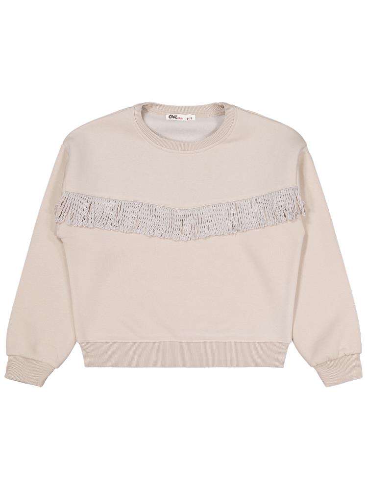Civil Girls Püsküllü 6-9 Yaş Sweatshirt - Bej