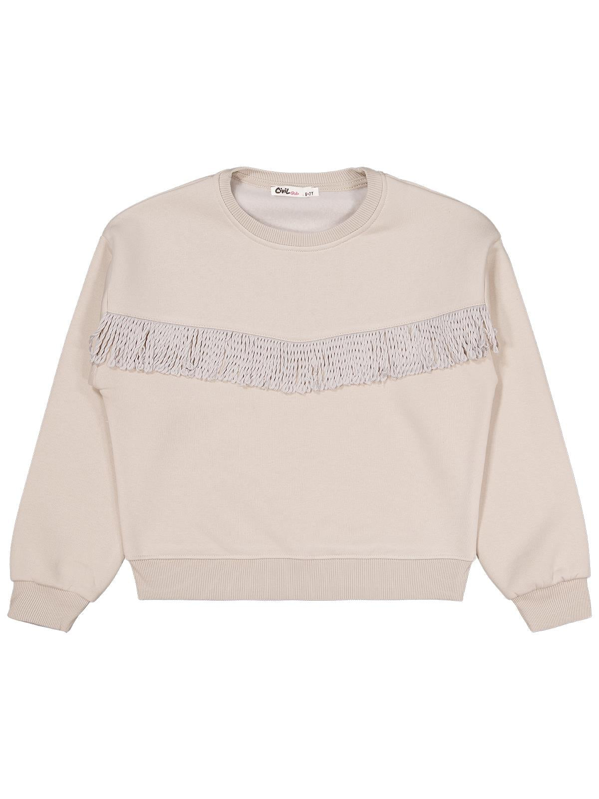 Civil Girls Püsküllü 6-9 Yaş Sweatshirt - Bej
