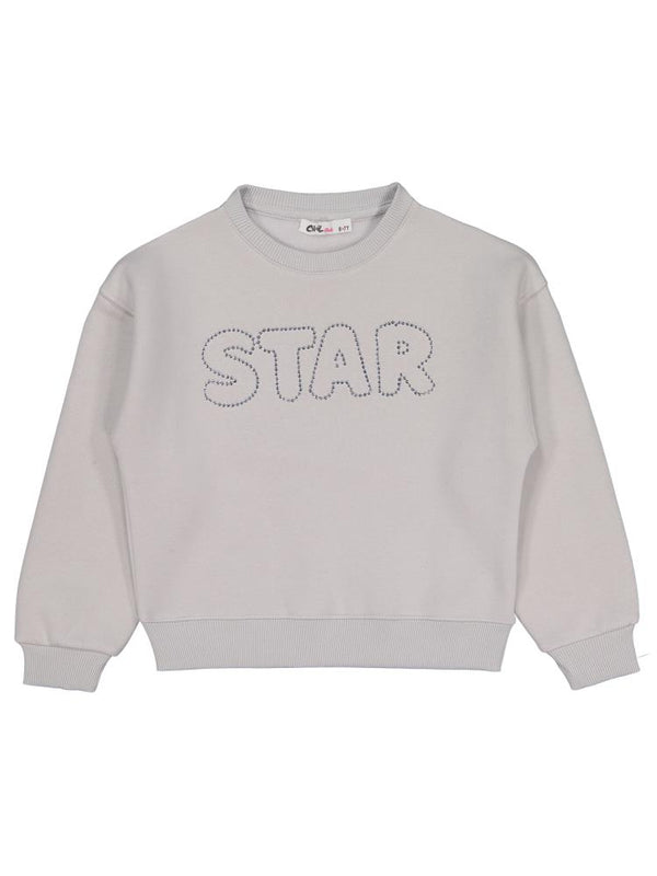 Civil Girls STAR Baskılı 6-9 Yaş Sweatshirt - Gri