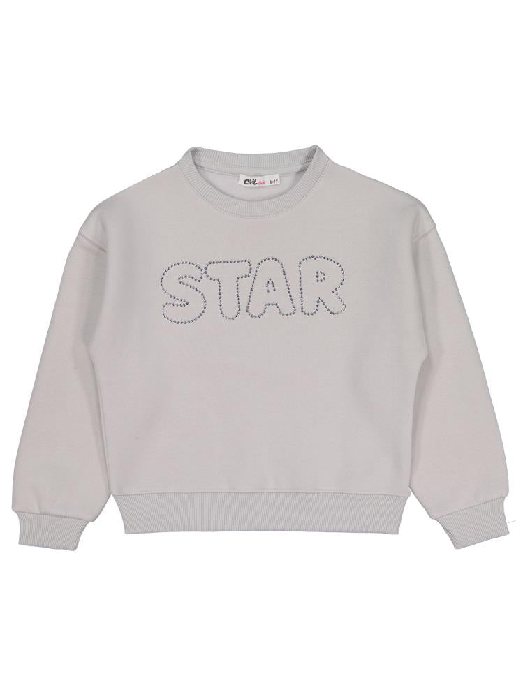 Civil Girls STAR Baskılı 6-9 Yaş Sweatshirt - Gri