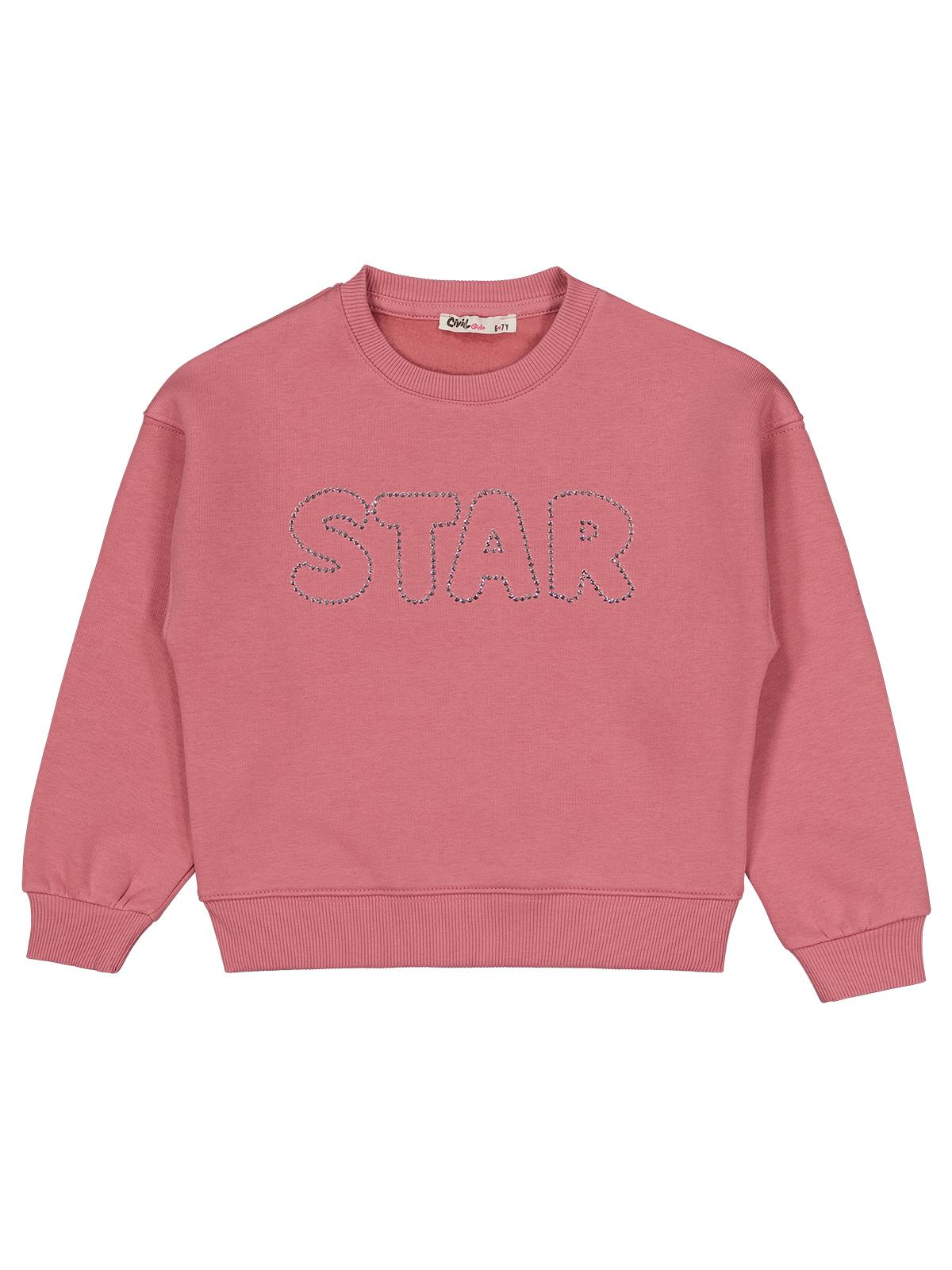Civil Girls Star Baskılı 6-9 Yaş Sweatshirt - Pembe
