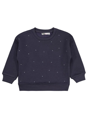 Civil Kız Çocuk Serpme Taş Baskılı Sweatshirt | 3 İp Uzun Kol | Okul Kreş ve Günlük Kullanım - Gri