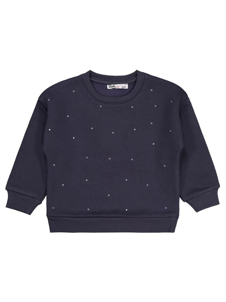 Civil Girls Serpme Taş Baskılı 2-5 Yaş Sweatshirt - Gri