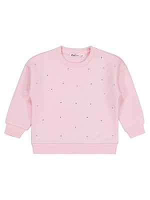 Civil Girls Serpme Taş Baskılı 2-5 Yaş Sweatshirt - Pudra