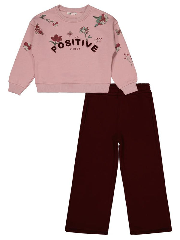 Civil Girls POSITIVE Baskılı 6-9 Yaş Eşofman Takımı - Pembe