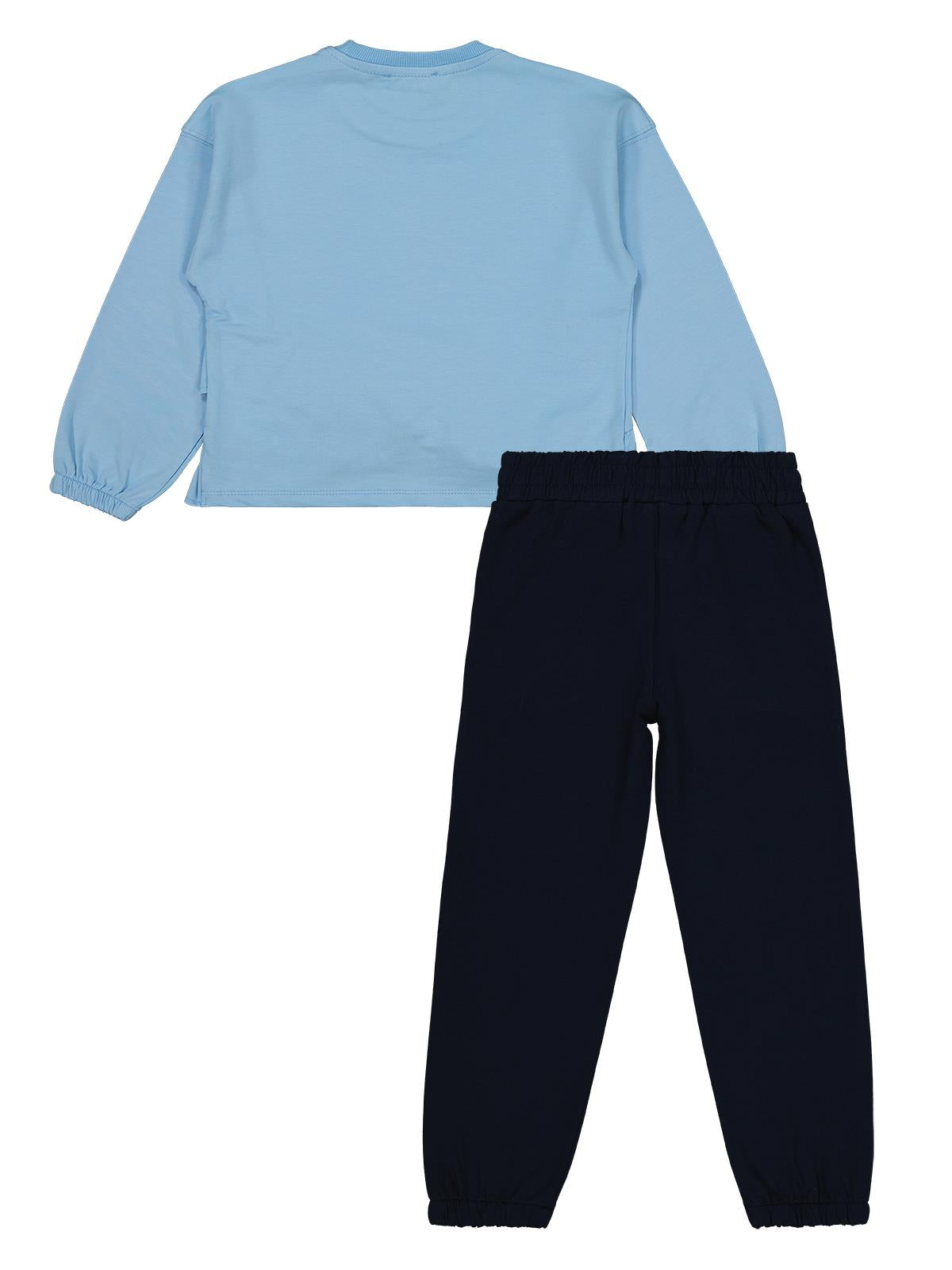 Civil Kız Çocuk LACIEL Baskılı Eşofman Takımı | 2 İp - 2 İp Uzun Kol | Okul Kreş ve Günlük Kullanım - Mavi