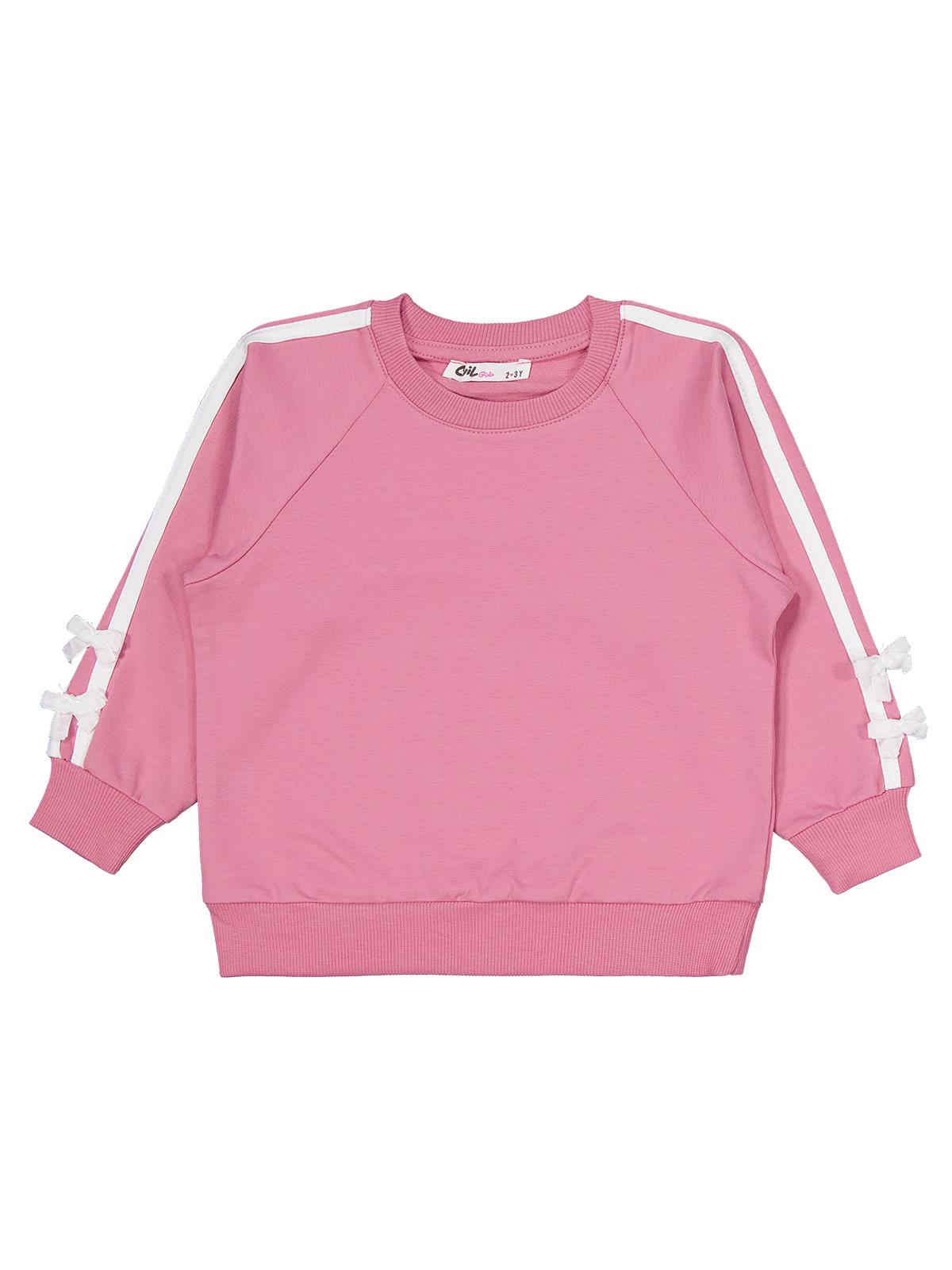 Civil Girls Şeritli Fiyonklu 2-5 Yaş Eşofman Takımı - Pembe