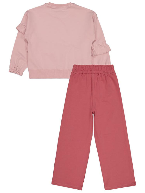 Civil Girls Önü Fırfırlı 6-9 Yaş Eşofman Takımı - Pembe