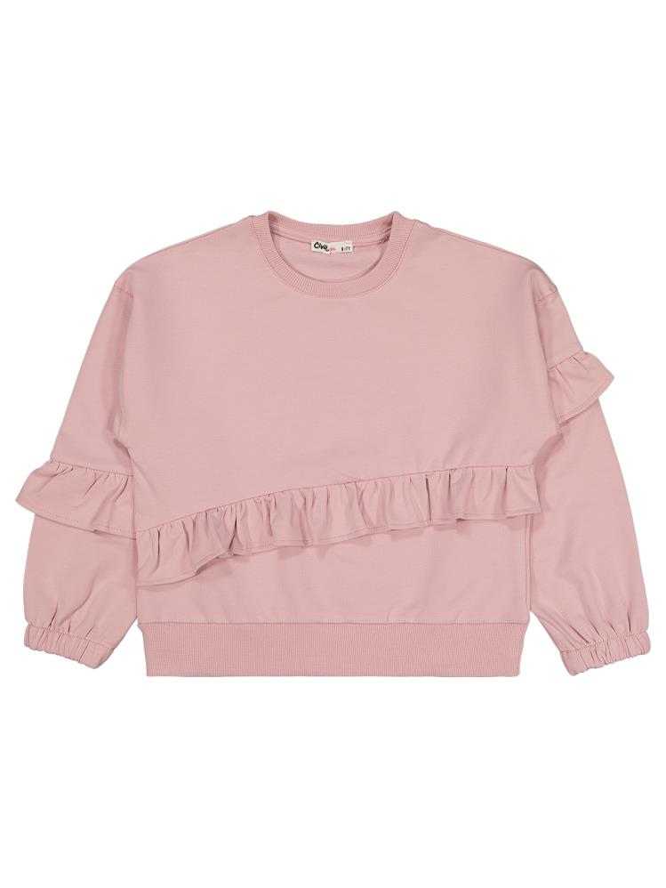 Civil Girls Önü Fırfırlı 6-9 Yaş Eşofman Takımı - Pembe