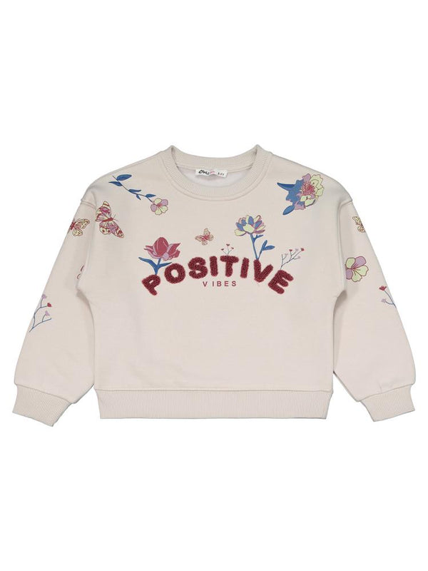 Civil Girls POSITIVE Baskılı 6-9 Yaş Eşofman Takımı - Bej