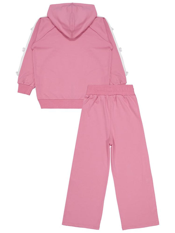 Civil Girls Şeritli Fiyonklu 6-9 Yaş Eşofman Takımı - Pembe