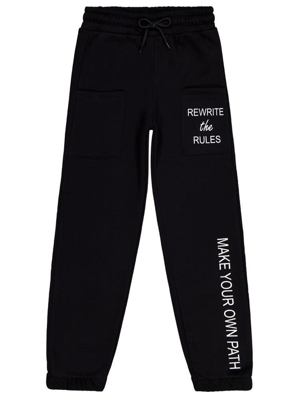 Civil Girls Cepli Yazı Baskılı 10-13 Yaş Eşofman Altı - Siyah