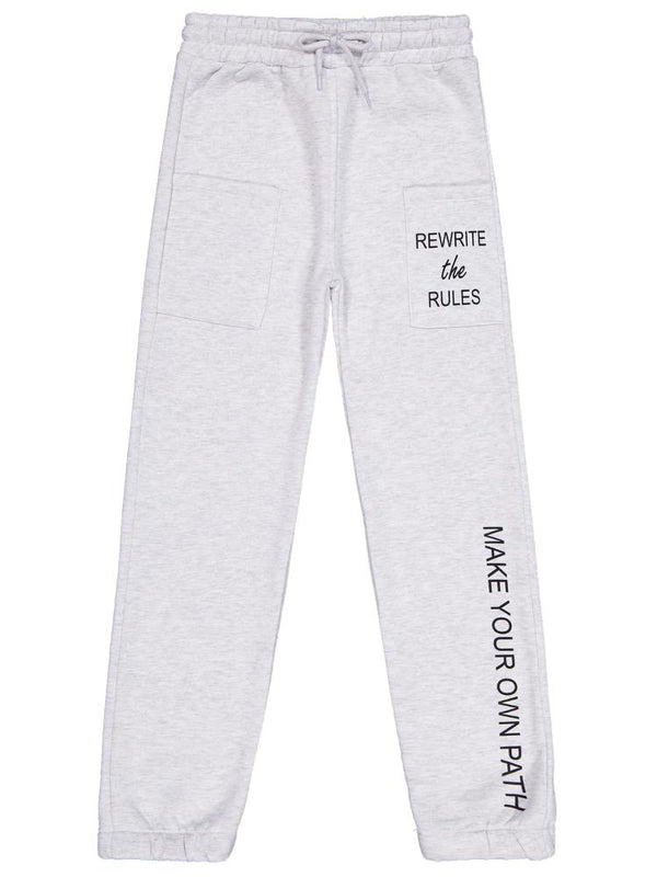 Civil Girls Cepli Yazı Baskılı 10-13 Yaş Eşofman Altı - Gri