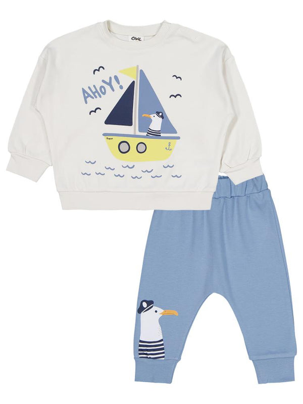 Civil Baby Yelken Baskılı 6-18 Ay Takım - Beyaz