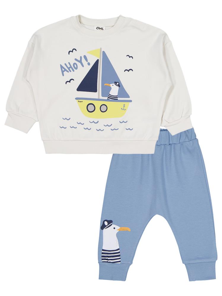 Civil Baby Yelken Baskılı 6-18 Ay Takım - Beyaz