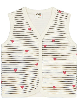 Civil Baby Çizgi Kalp Empirme 6-18 Ay Yelek - Ekru