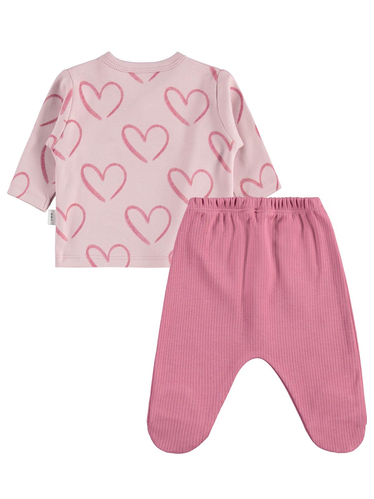 Civil Baby Tramlı Kalp Empirme 0-1 Ay Zıbın Takımları - Pembe