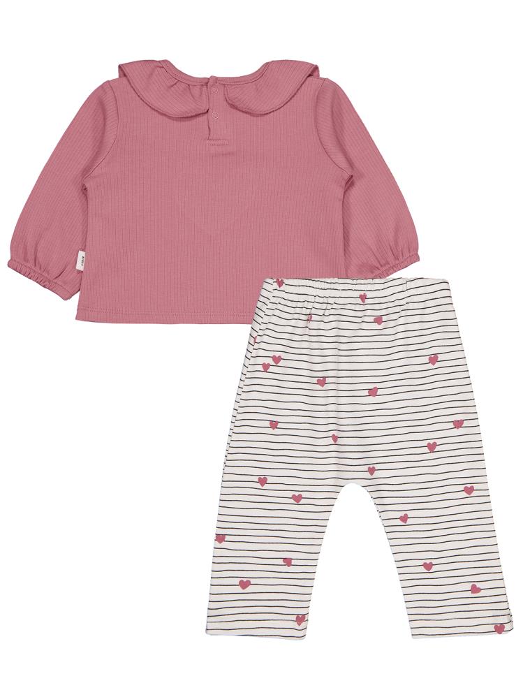 Civil Baby Yakalı Kalp Nakışlı 6-18 Ay Takım - Ekru