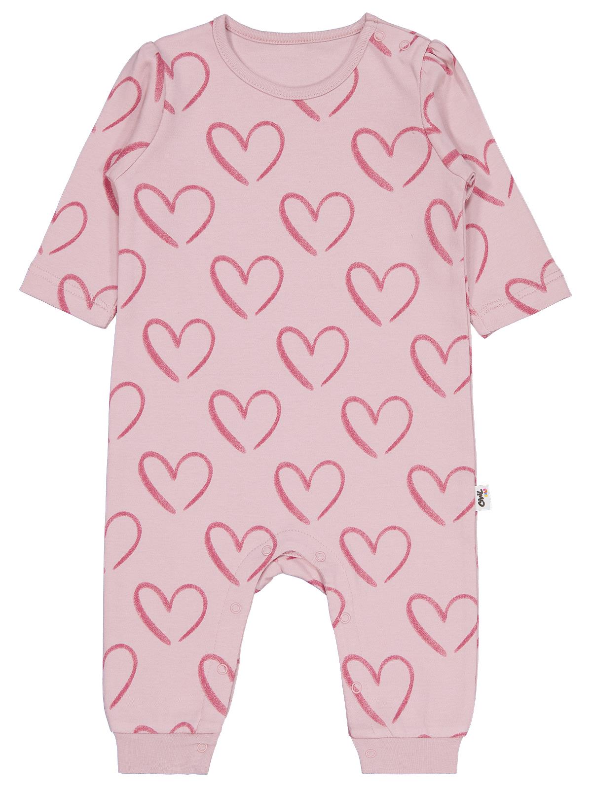 Civil Baby Tramlı Kalp Empirme 6-18 Ay Tulum - Pembe
