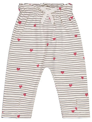 Civil Baby Bel Büzgülü Çizgi Kalp Empirmeli 6-18 Ay Tek Alt Bebe - Ekru