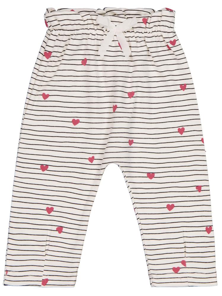 Civil Baby Bel Büzgülü Çizgi Kalp Empirmeli 6-18 Ay Tek Alt Bebe - Ekru