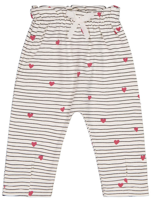 Civil Baby Bel Büzgülü Çizgi Kalp Empirmeli 6-18 Ay Tek Alt Bebe - Ekru