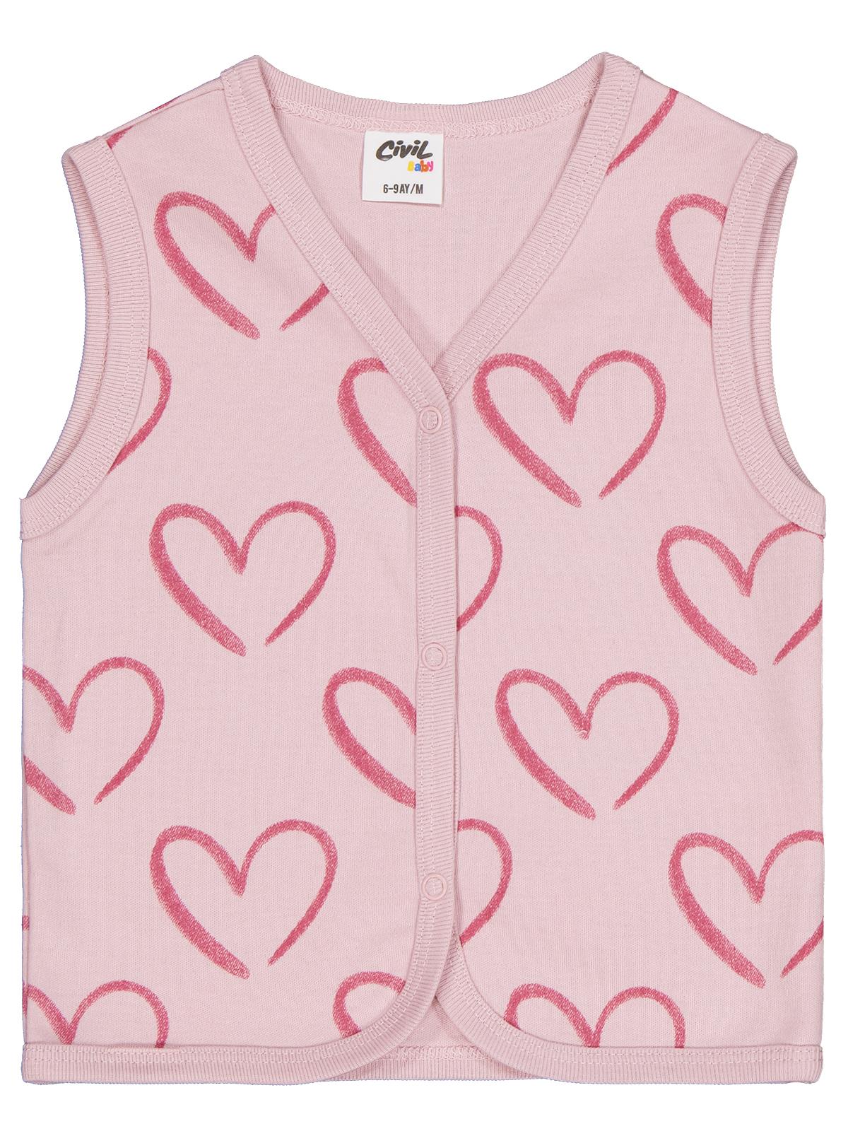Civil Baby Tramlı Kalp Empirme 6-18 Ay Yelek - Pembe