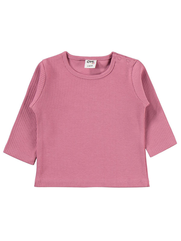 Civil Baby Çizgi Kalp Empirme 6-18 Ay Tulum - Ekru