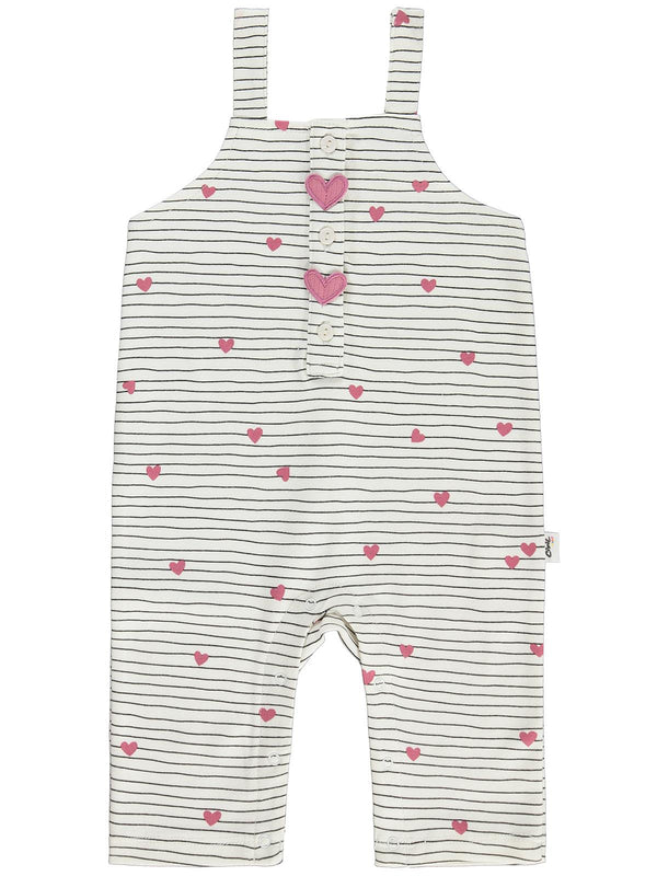 Civil Baby Çizgi Kalp Empirme 6-18 Ay Tulum - Ekru