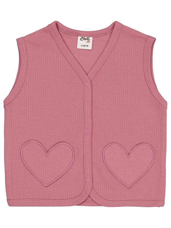 Civil Baby Cep Kalp Nakışlı 6-18 Ay Yelek - Pembe