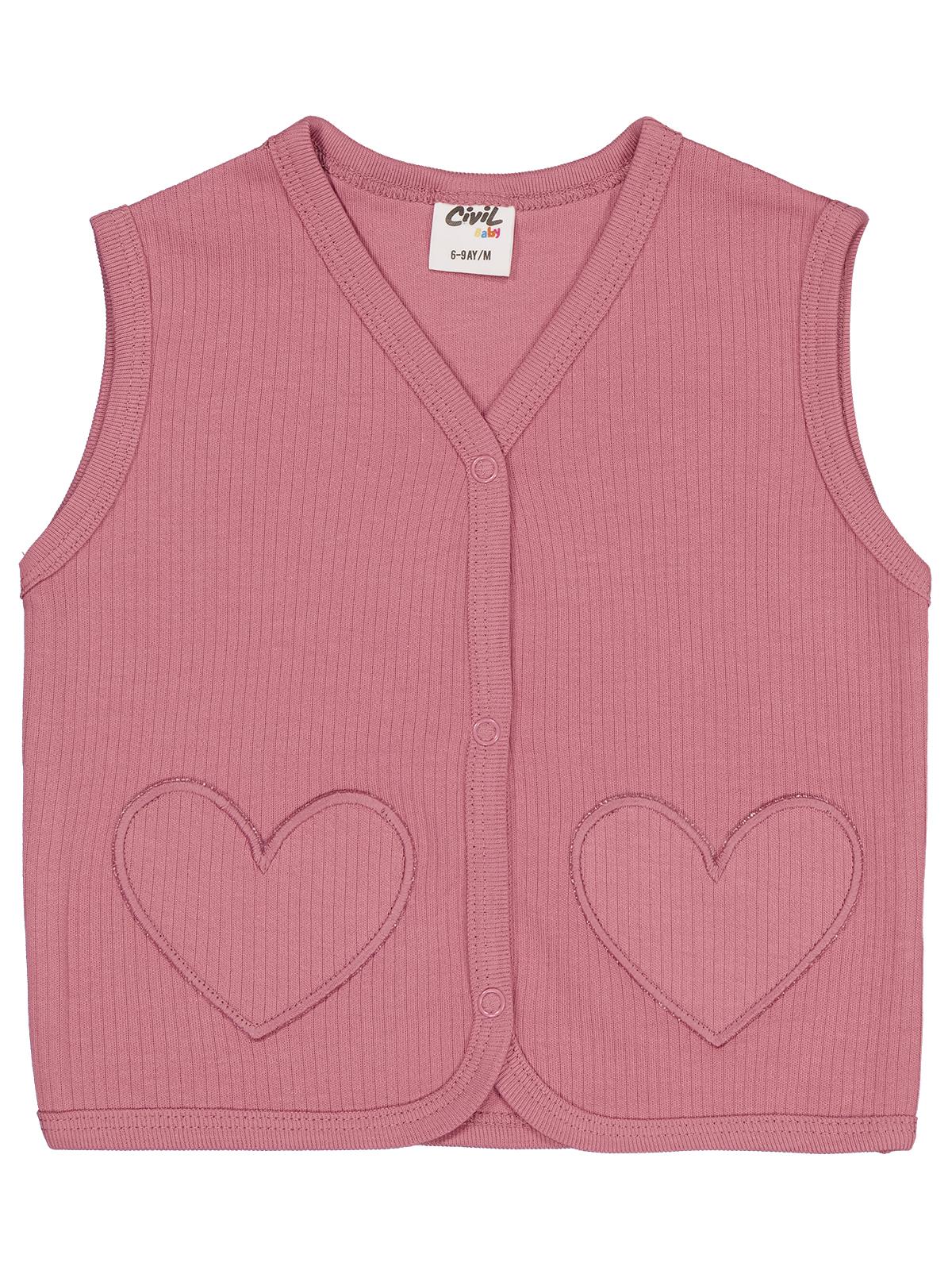 Civil Baby Cep Kalp Nakışlı 6-18 Ay Yelek - Pembe